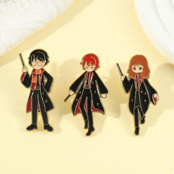 🍏50% OFF/3+...Set of 3 Pins: Harry Potter, Ron Weasley, Hermione Grange - Picture 1 of 11